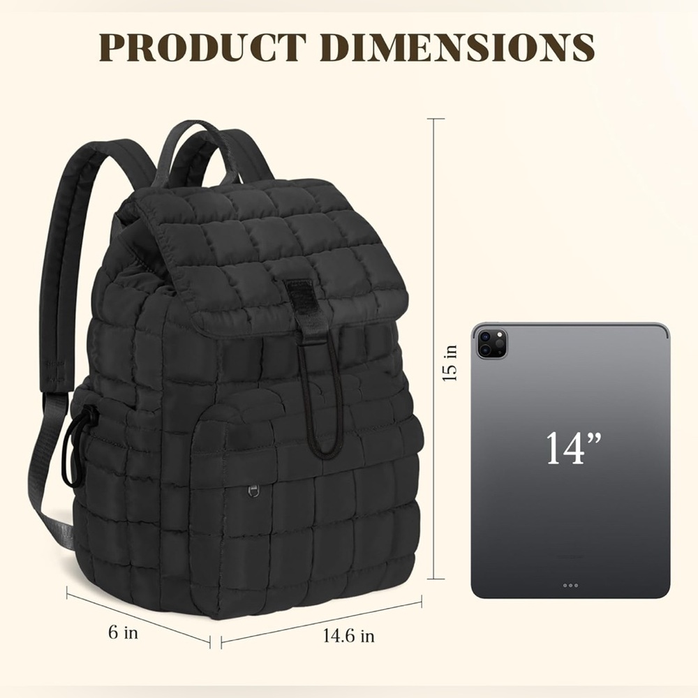 Stylish Black Quilted Backpack